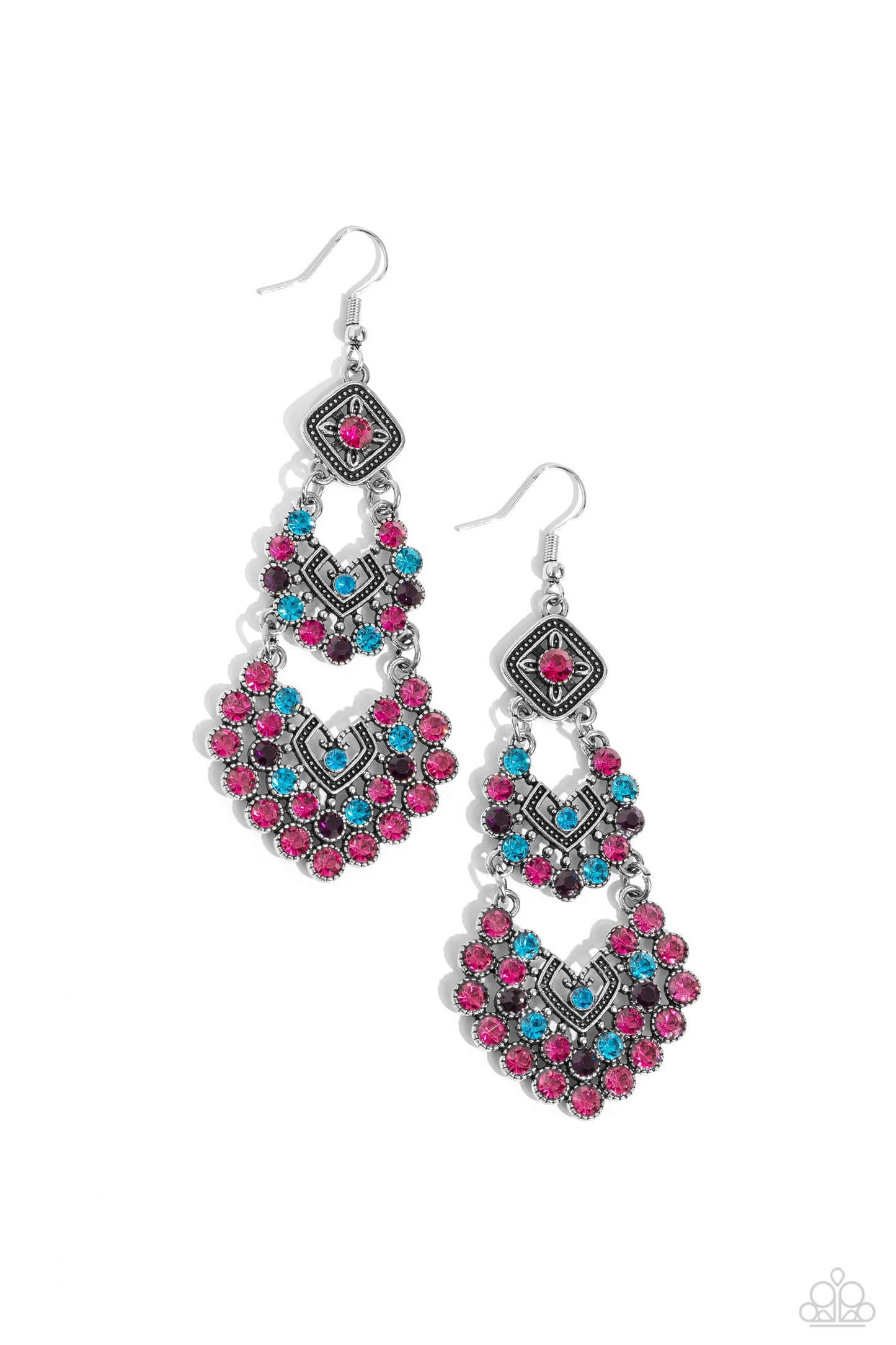All For The GLAM - Multi Color Earrings - Paparazzi Accessories Bejeweled Accessories By Kristie