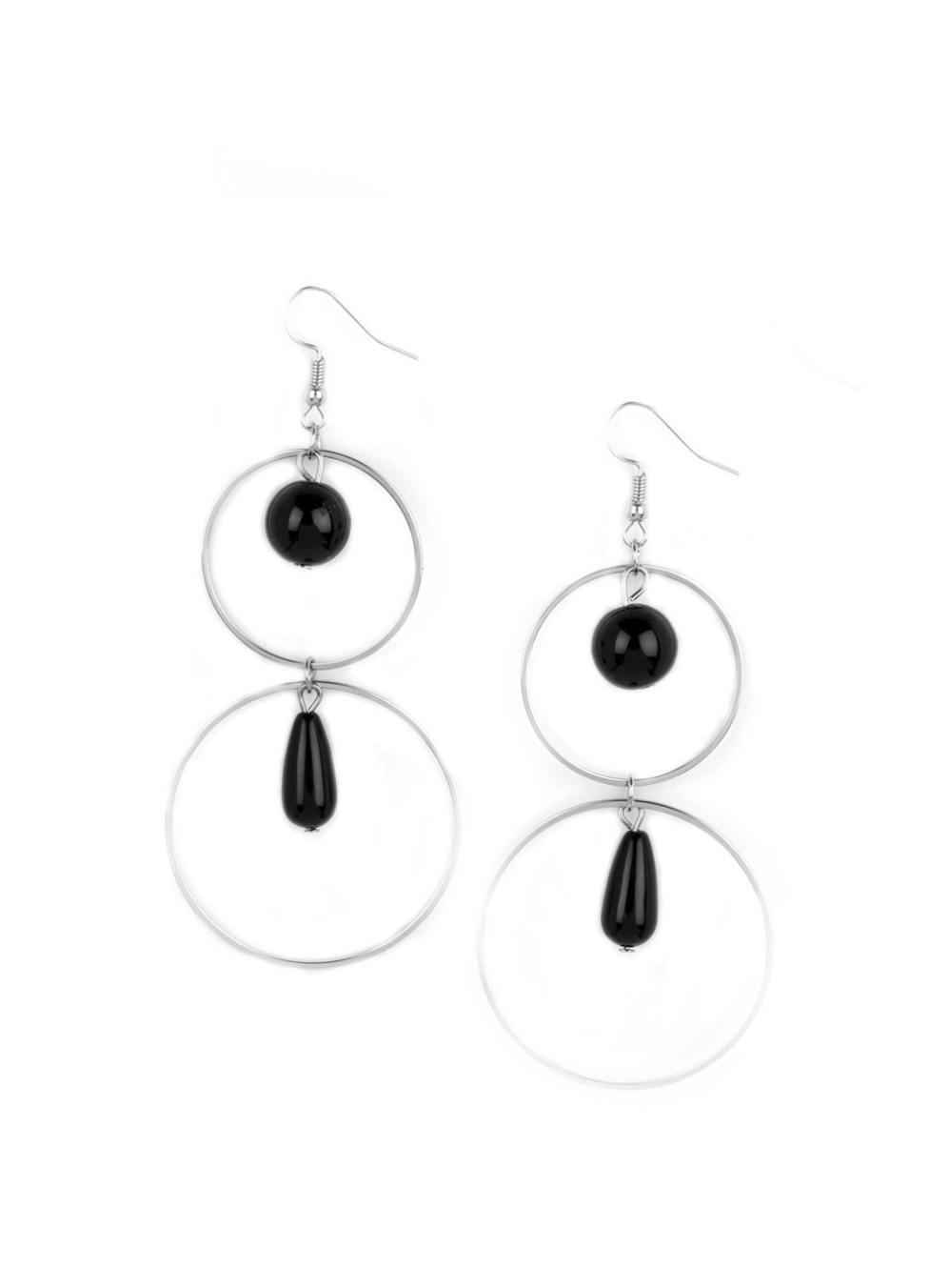 Cultured in Couture - Black and Silver Earrings - Paparazzi Accessories Bejeweled Accessories By Kristie