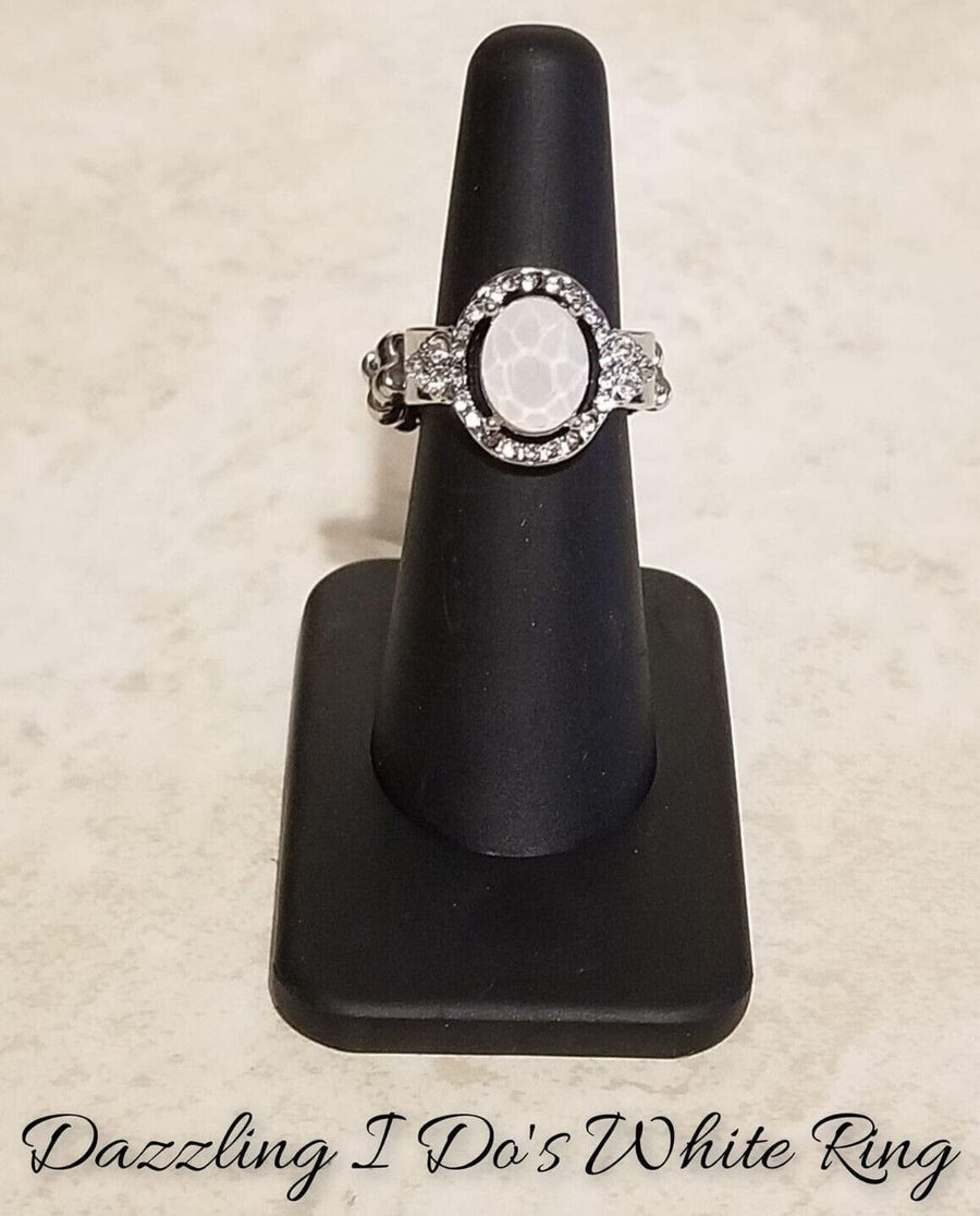 Dazzling I Do's - White and Silver Ring - Paparazzi Accessories Bejeweled Accessories By Kristie