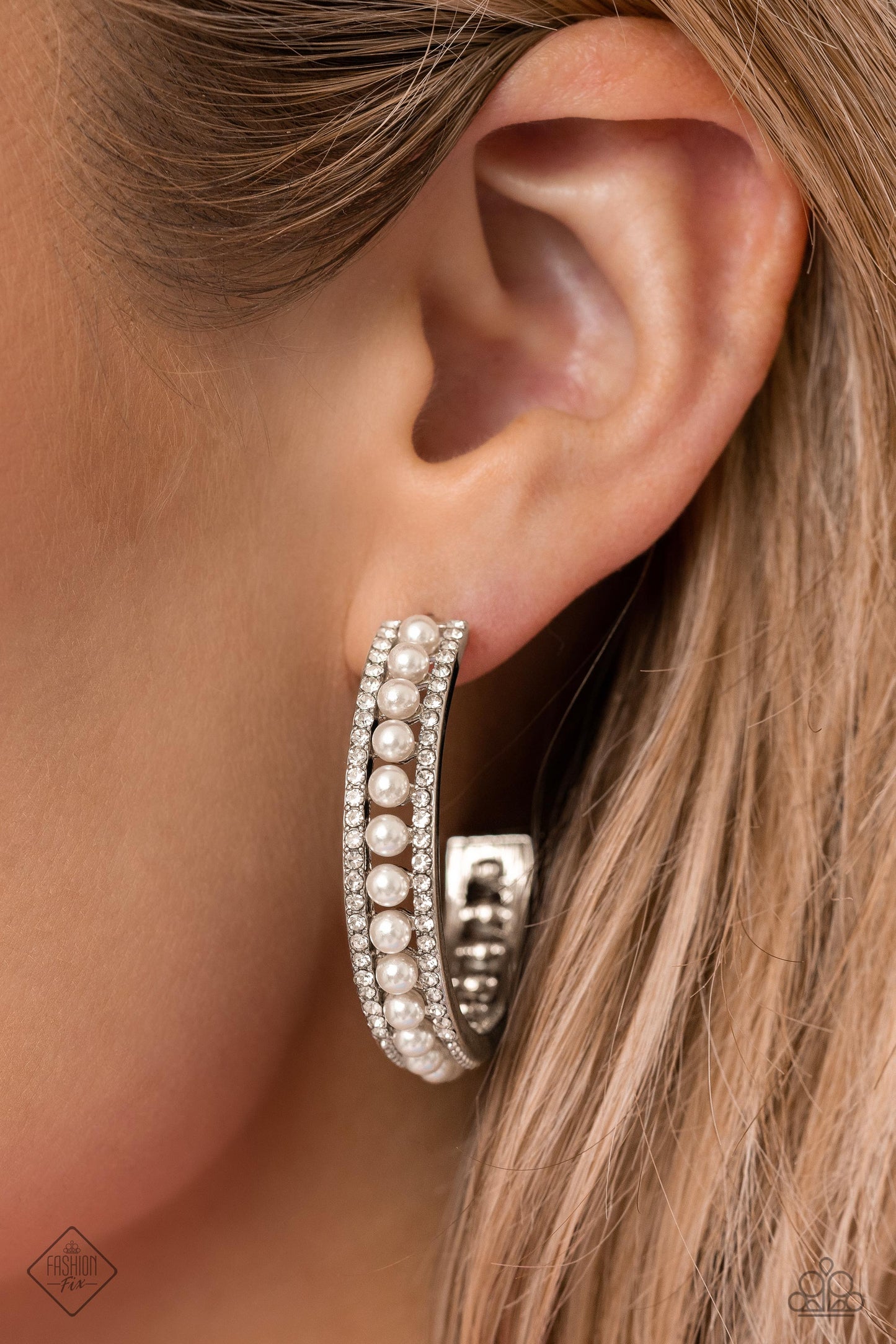 Fiercely Fifth Avenue - 4 Piece White Pearl and Silver Set - Paparazzi Accessories - Includes one of each accessory featured in the Fiercely 5th Avenue Trend Blend Set: My PEARL Necklace, Pearl Happy Earrings, About a PEARL - White Bracelet, and All American PEARL - White Ring.