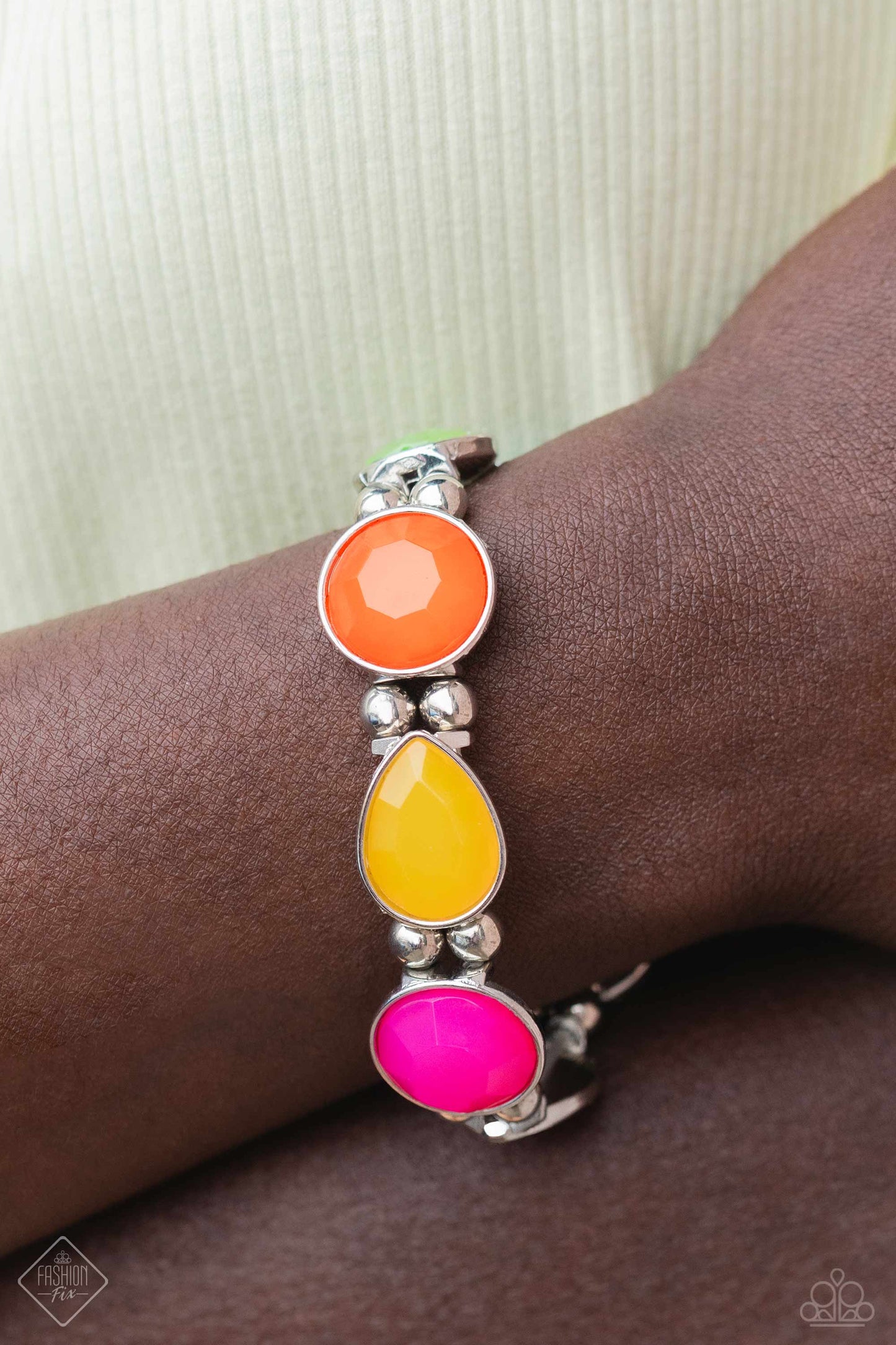 Glimpses of Malibu - Colorful Jewelry Set - Paparazzi Accessories - Includes one of each accessory featured in the Glimpses of Malibu Trend Blend in January's Fashion Fix: BRIGHT Club - Multi Necklace, BRIGHT This 'Sway' - Multi Post Earrings, In All the BRIGHT Places - Multi Bracelet, In Plain BRIGHT - Pink Ring.