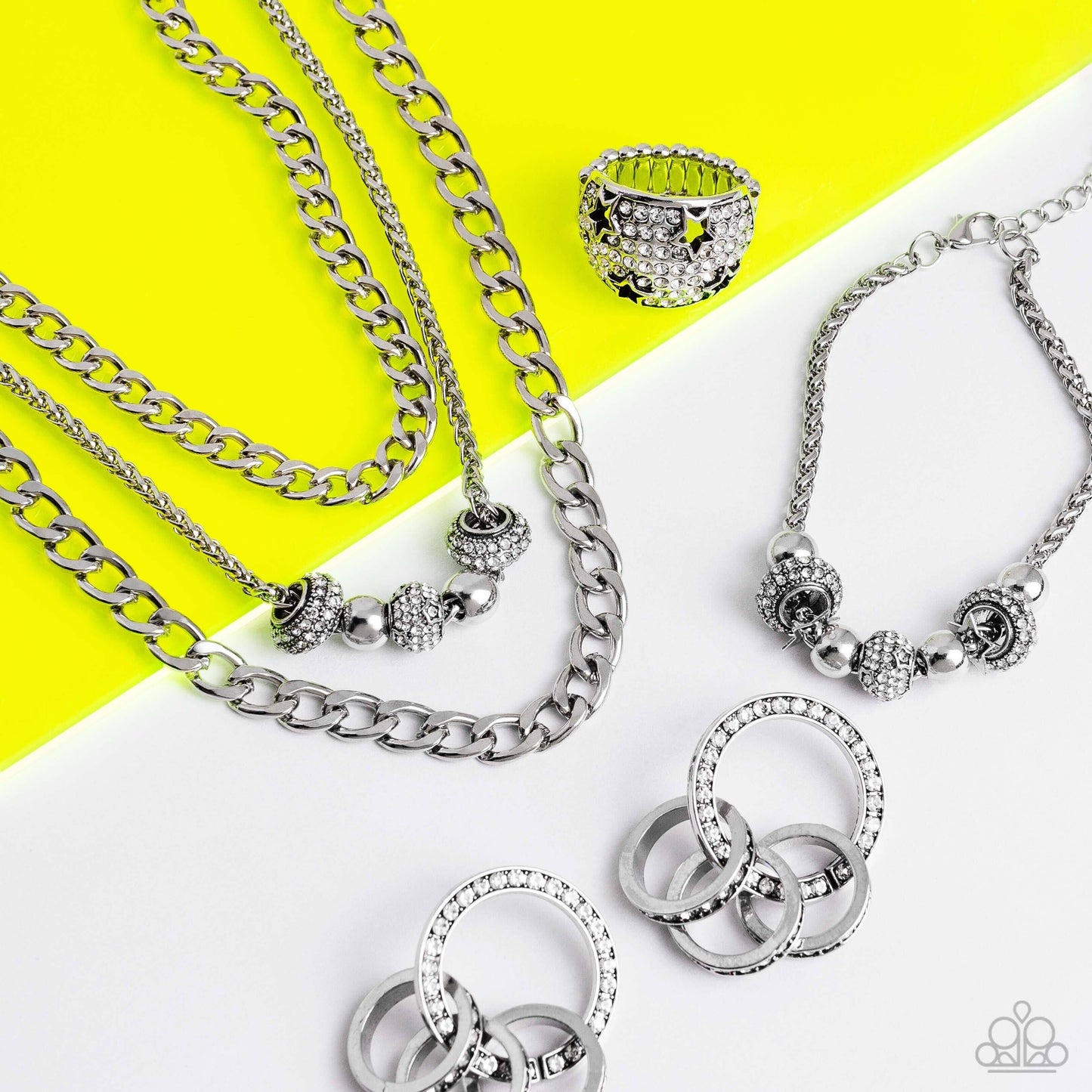 Magnificent Musings - Silver Jewelry Set - Paparazzi Accessories - Fashion Fix 4 Piece Silver Jewelry Set