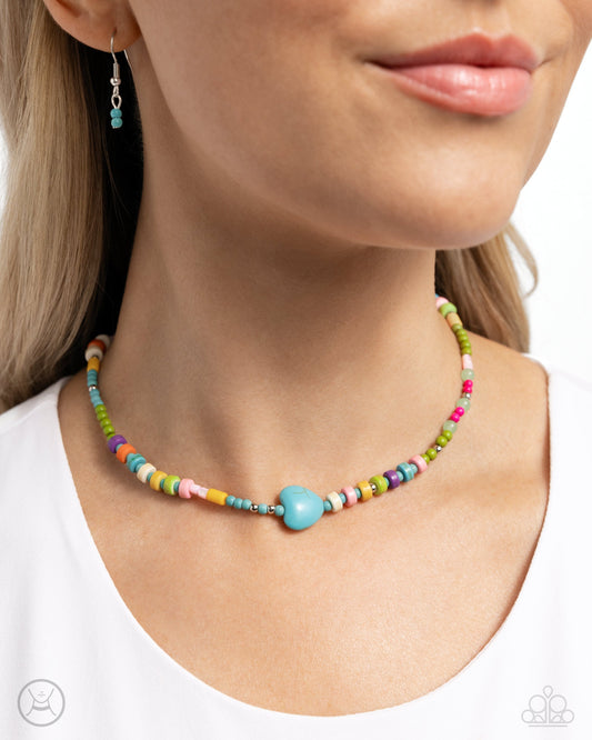 Y2K Energy - Blue Multi Color Necklace - Paparazzi Accessories Bejeweled Accessories By Kristie