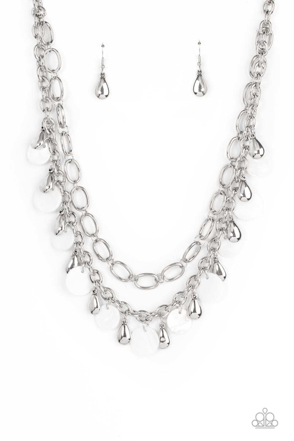 Beachfront Fabulous - White Necklace - Paparazzi Accessories Bejeweled Accessories By Kristie