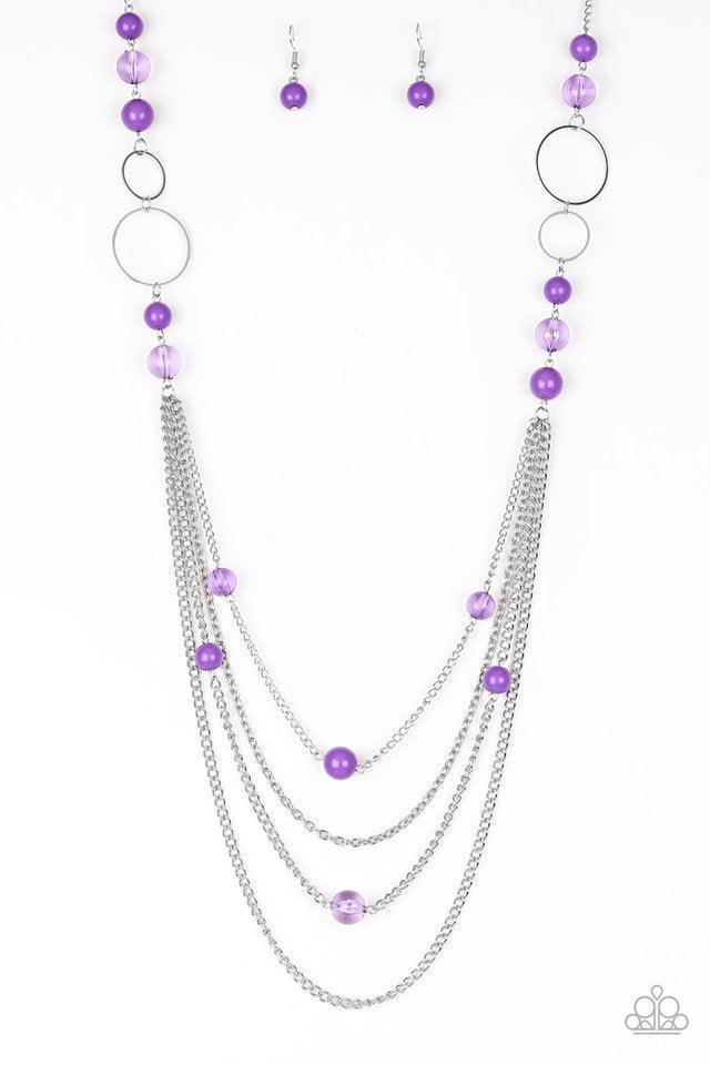 Bubbly Bright - Purple Bead - Silver Necklace - Paparazzi Accessories Long Necklaces Bejeweled Accessories By Kristie Featuring Paparazzi Jewelry - Trendy fashion jewelry for everyone -