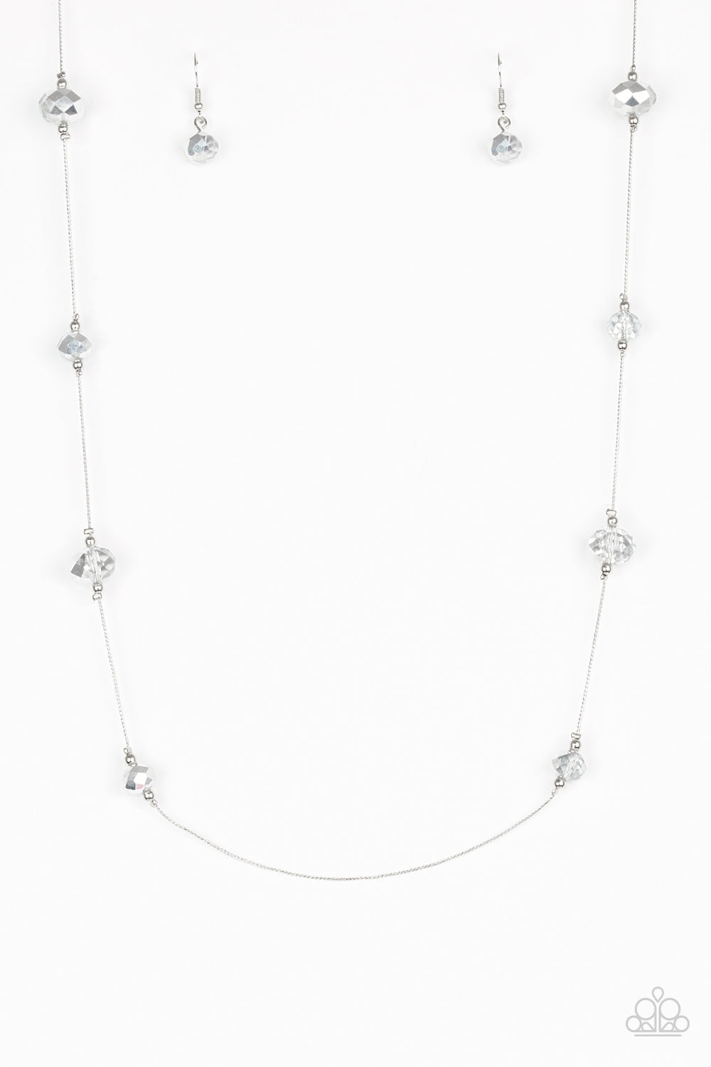 Champagne On The Rocks - Silver Necklace - Paparazzi Accessories - Infused with dainty silver accents, metallic and smoky crystal-like beads trickle along a dainty silver chain across the chest for a refined look. Features an adjustable clasp closure stylish necklace.