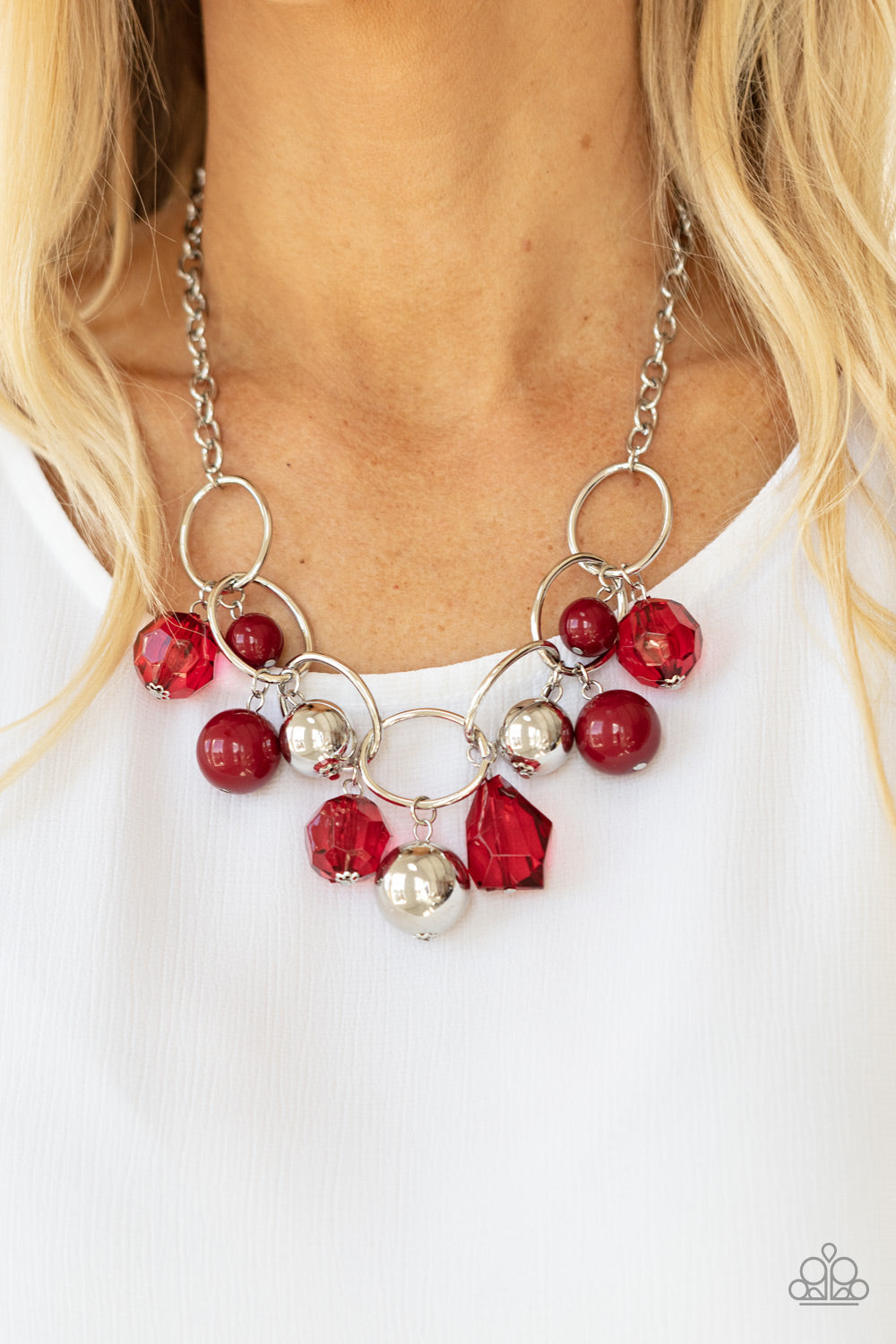 Cosmic Getaway Red and Silver Necklace Paparazzi Accessories