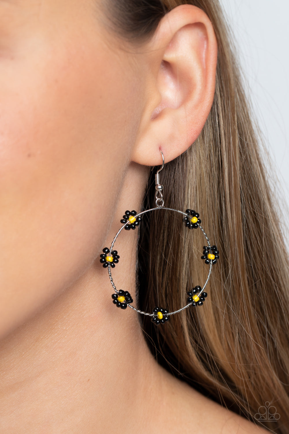 Dainty Daisies - Black and Yellow Earrings - Paparazzi Accessories –  Bejeweled Accessories By Kristie