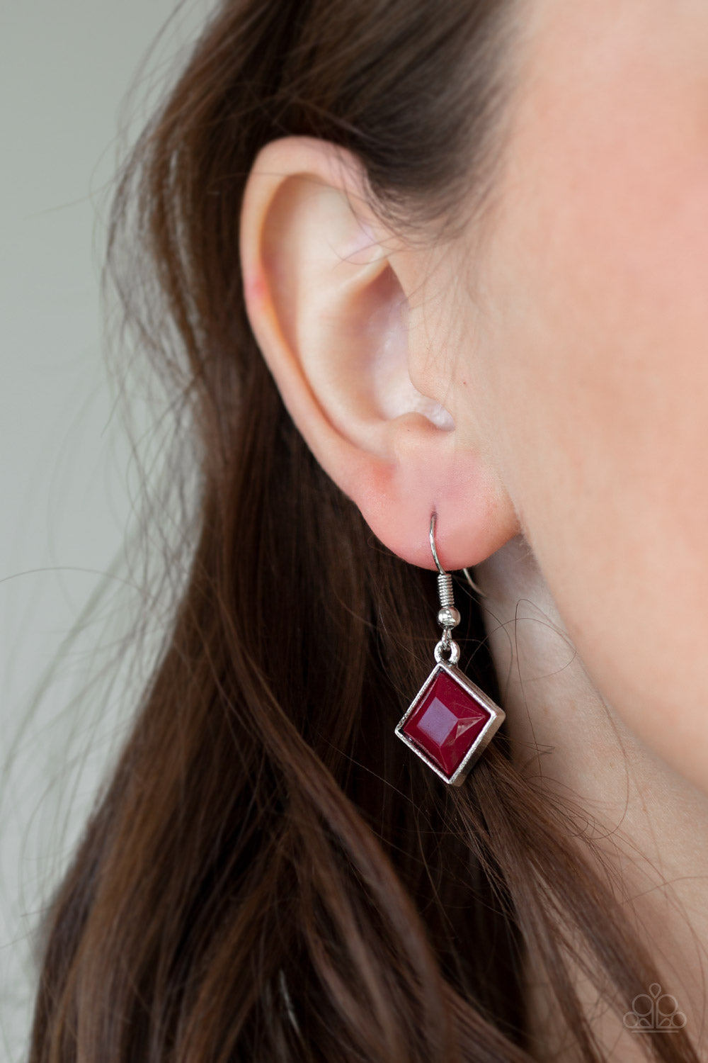 Feeling Inde-PENDANT - Red and Silver Necklace - Paparazzi Jewelry - Bejeweled Accessories By Kristie - Glistening silver filigree spins into a dramatic pendant below the collar. Square red beads are pressed into the airy frame for a colorful finish. Features an adjustable clasp closure. Sold as one individual necklace.