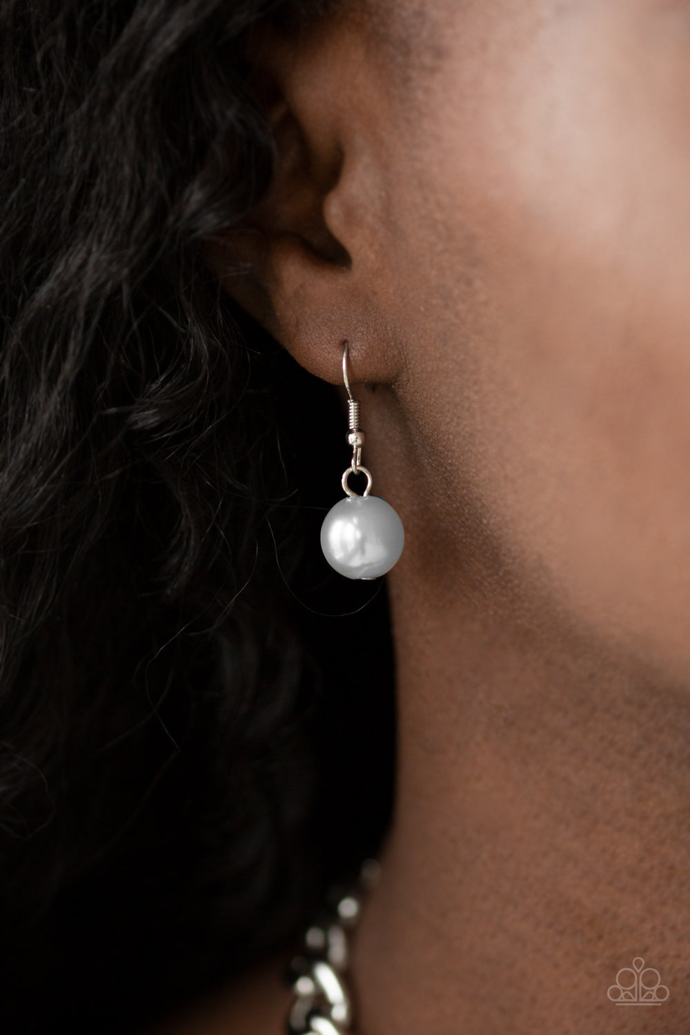 Get Off My Runway - Silver Pearl Necklace - Paparazzi Accessories - Bubbly silver pearls swing from the bottom of a hefty silver chain, creating a dramatic fringe below the collar. Features an adjustable clasp closure.