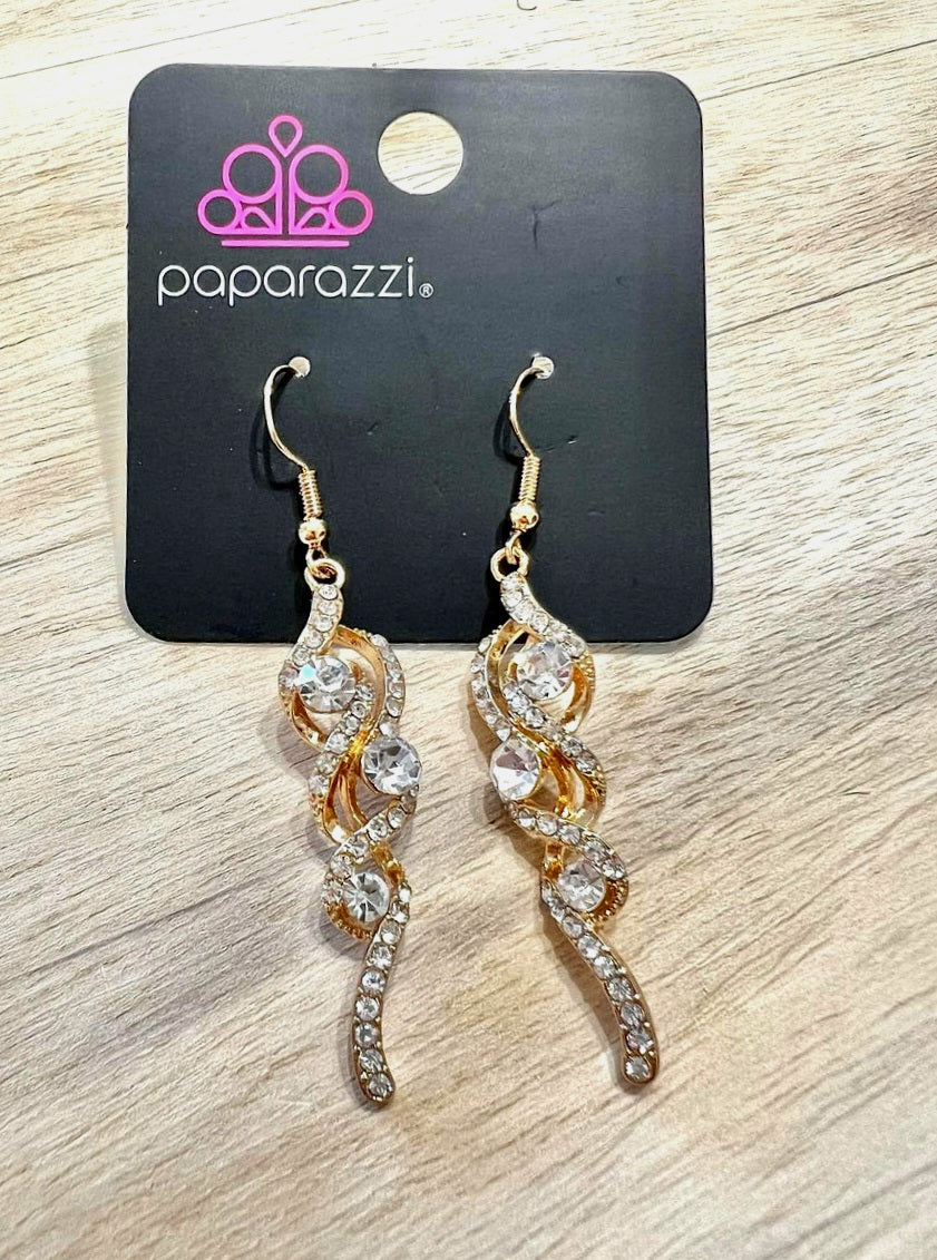 Highly Flammable - Gold Earrings - Paparazzi Accessories Bejeweled Accessories By Kristie