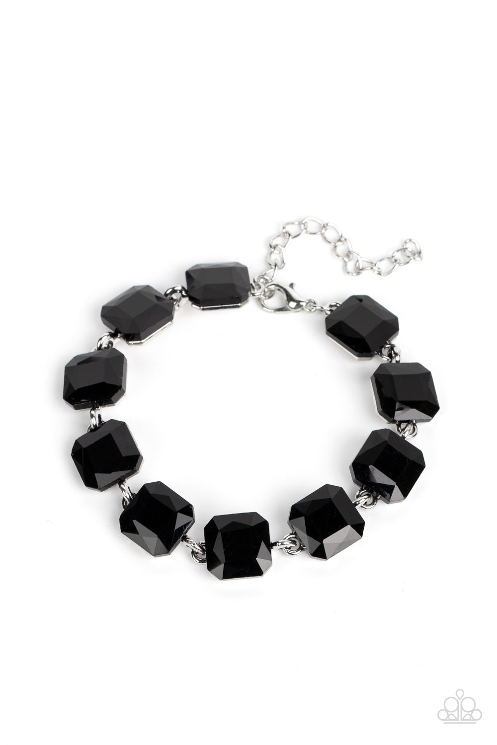 Mind-Blowing Bling - Black Rhinestone and Silver Bracelet - Paparazzi Accessories - Featuring radiant cuts, glittery black rhinestones sit atop silver frames as they delicately link around the wrist for a mind-blowing brilliance. Features an adjustable clasp closure.