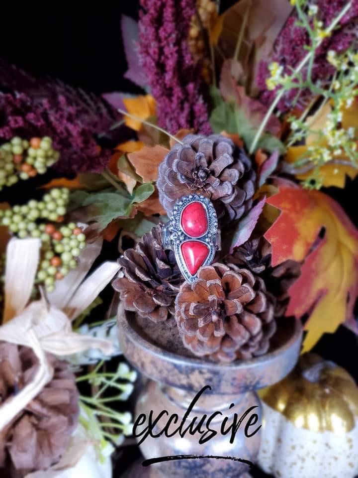 Mojave Mosaic - Red Stone Ring- Paparazzi Accessories Ladies Rings Bejeweled Accessories By Kristie Featuring Paparazzi Jewelry - Trendy fashion jewelry for everyone -