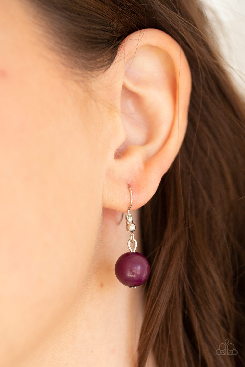 Pleasant Promenade - Purple Necklace - Paparazzi Accessories - Featuring polished and cloudy faux rock finishes, Magenta Purple beads link with bold silver hoops. The whimsical compilation gives way to layers of mismatched silver chains for a seasonal finish. Features an adjustable clasp closure.Sold as one individual necklace. Includes one pair of matching earrings.