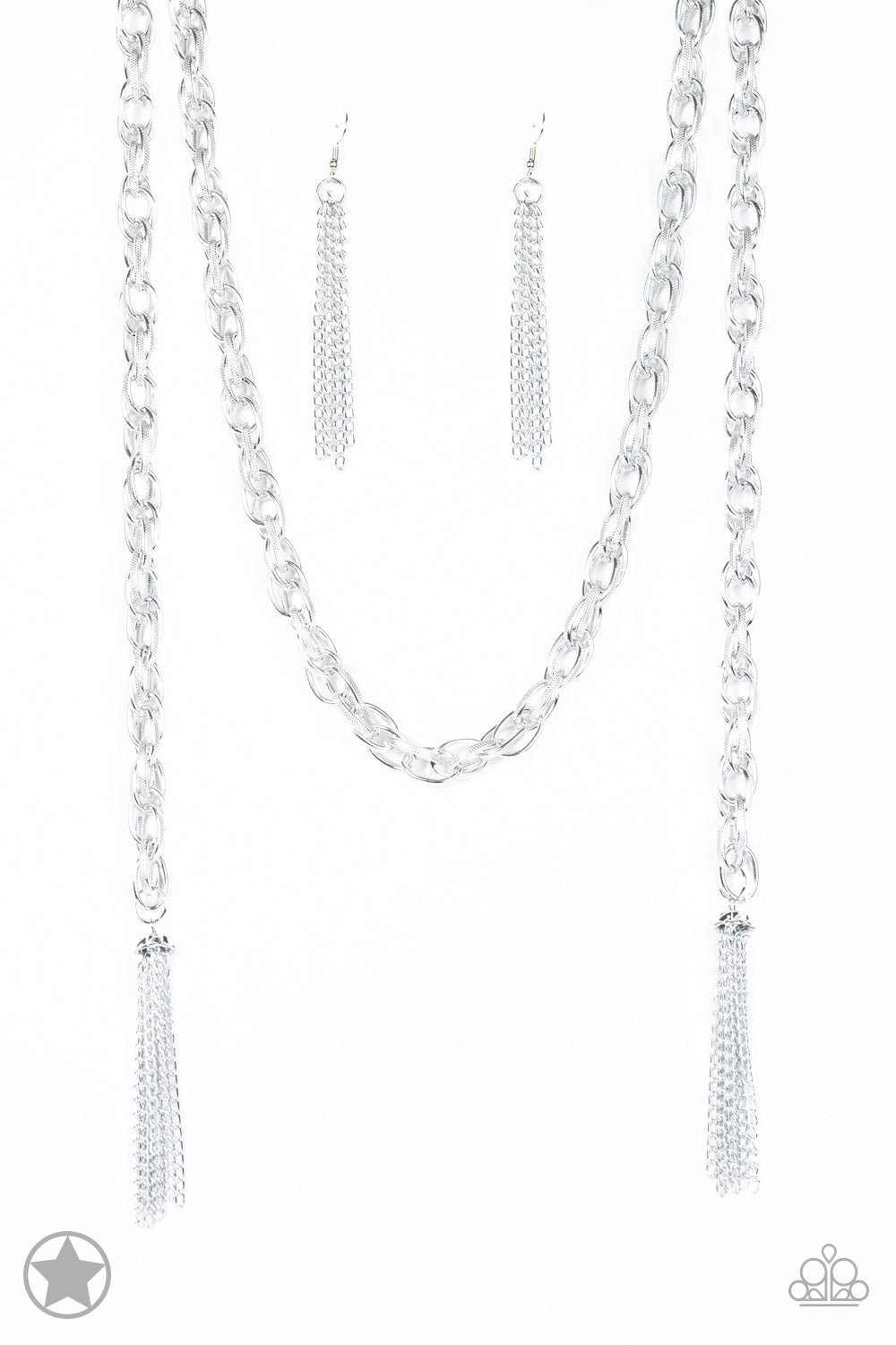 SCARFed for Attention - Silver Necklace - Paparazzi Accessories - the scarf necklace features FIVE different ways to accessorize: Open Layer, Loop, Traditional Wrap, Double Knot, and Nautical Knot. Bejeweled Accessories By Kristie - Trendy fashion jewelry for everyone -