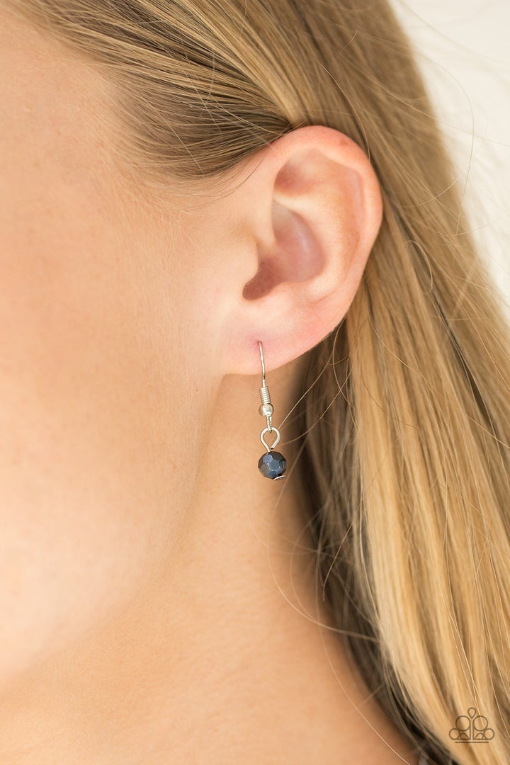 So In Season - Blue Metallic - Silver Necklace - Paparazzi Accessories Shorter Necklaces Bejeweled Accessories By Kristie Featuring Paparazzi Jewelry - Trendy fashion jewelry for everyone -