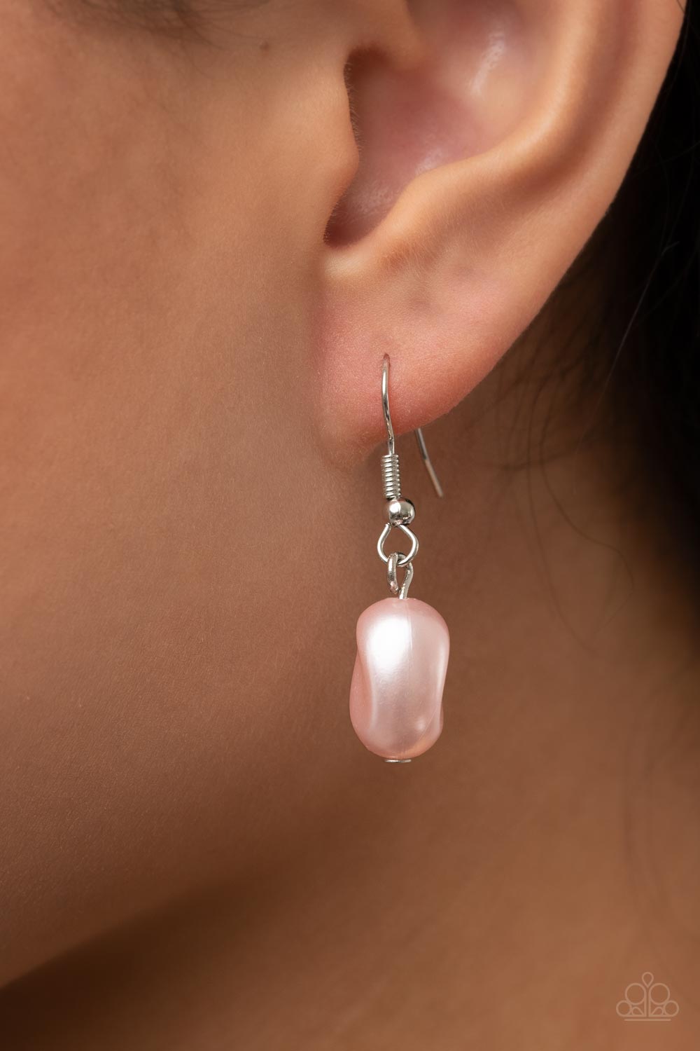 Social Soiree - Pink Pearl - Silver Necklace - Paparazzi Accessories - Pebble-like pink pearls, textured silver links, and vine-like silver frames delicately connect into a whimsical compilation across the chest. Features an adjustable clasp closure. Sold as one individual necklace. Includes one pair of matching earrings.
