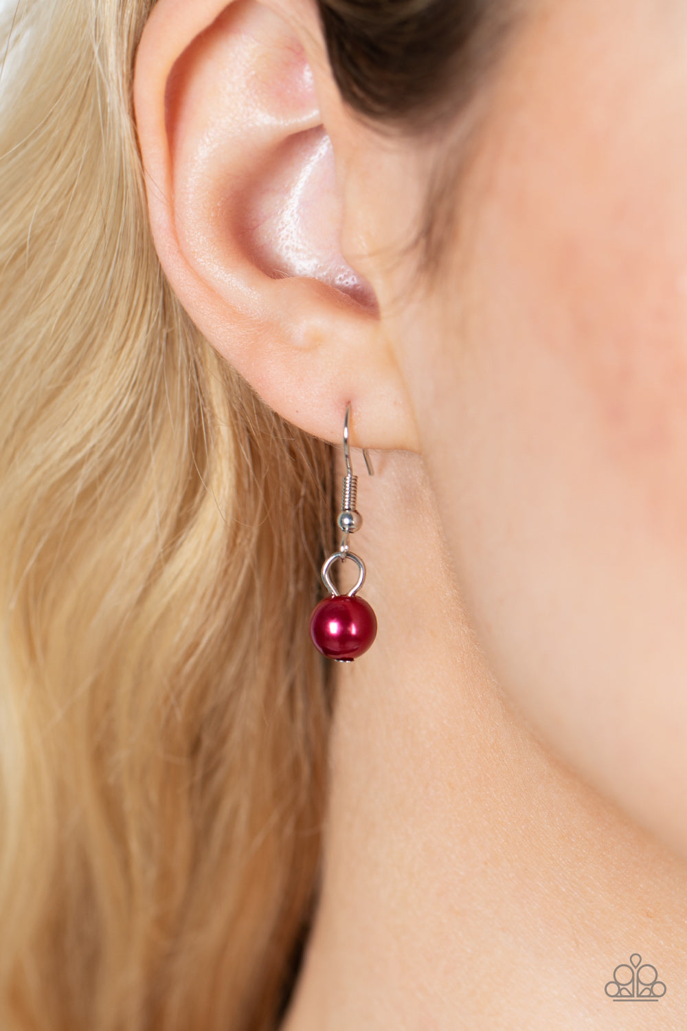 Tearoom Gossip - Red Pearl - Silver Necklace - Paparazzi Accessories Shorter Necklaces Bejeweled Accessories By Kristie Featuring Paparazzi Jewelry - Trendy fashion jewelry for everyone -