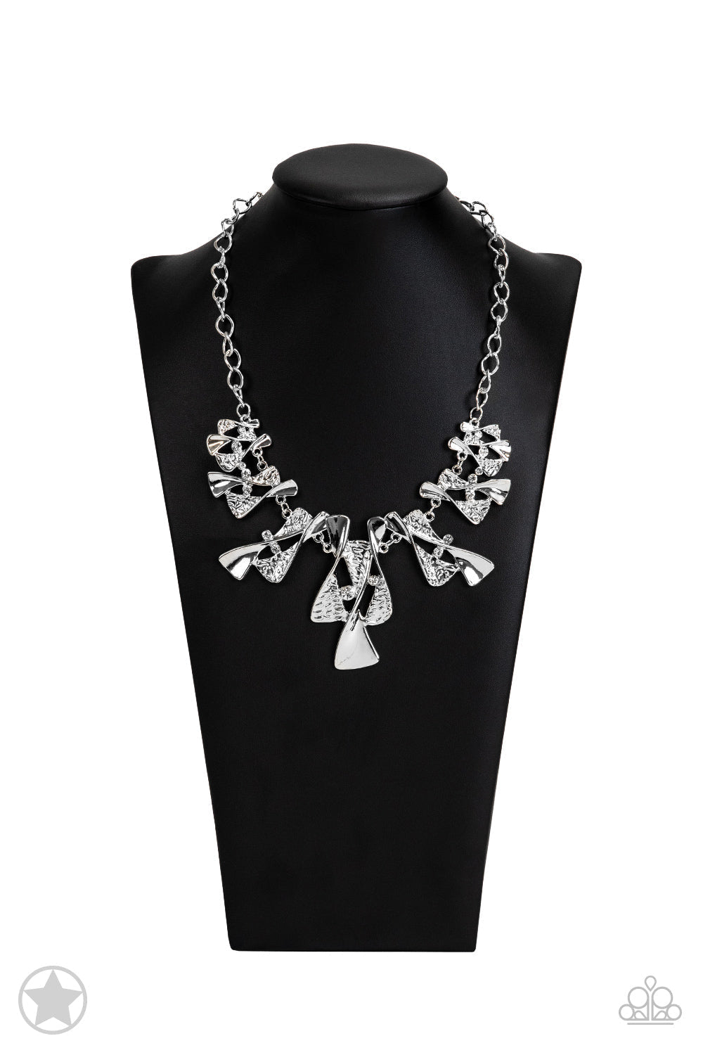 The Sands of Time - Silver Necklace - Paparazzi Accessories - Twisted silver hourglasses dance along a chunky silver chain with tiny clear rhinestones adding sparkling, elegant accents. Beautiful textured pieces add depth to the design. Features an adjustable clasp closure. Sold as one individual necklace.