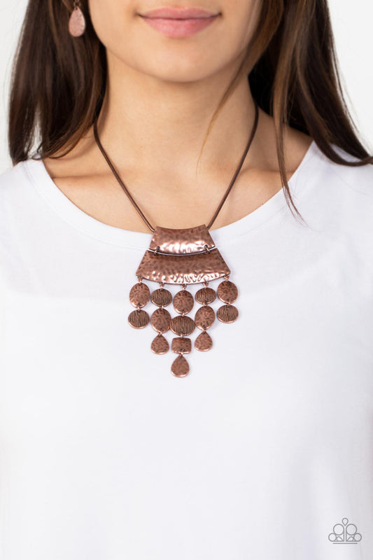 Totem Trek - Copper Necklace - Paparazzi Accessories Bejeweled Accessories By Kristie