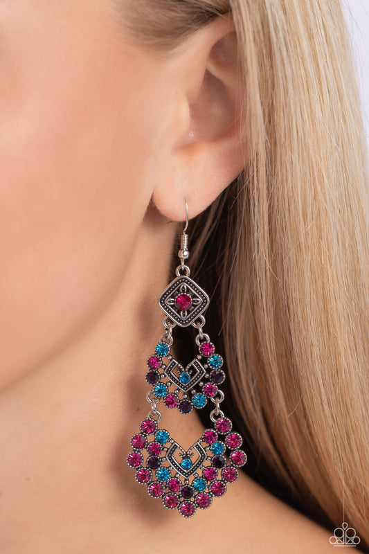 All For The GLAM - Multi Color Earrings - Paparazzi Accessories Bejeweled Accessories By Kristie