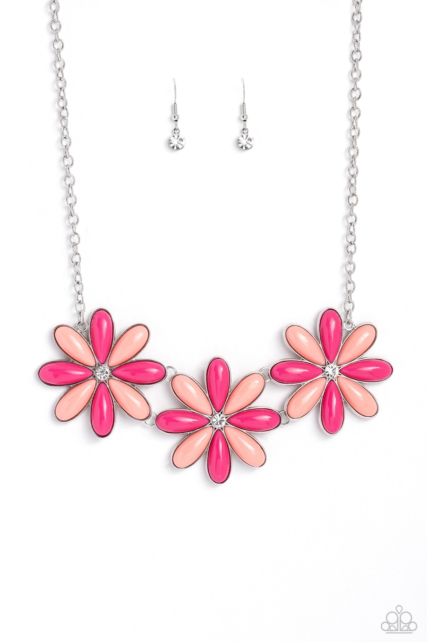 Bodacious Bouquet - Pink Flower Necklace - Paparazzi Accessories Bejeweled Accessories By Kristie