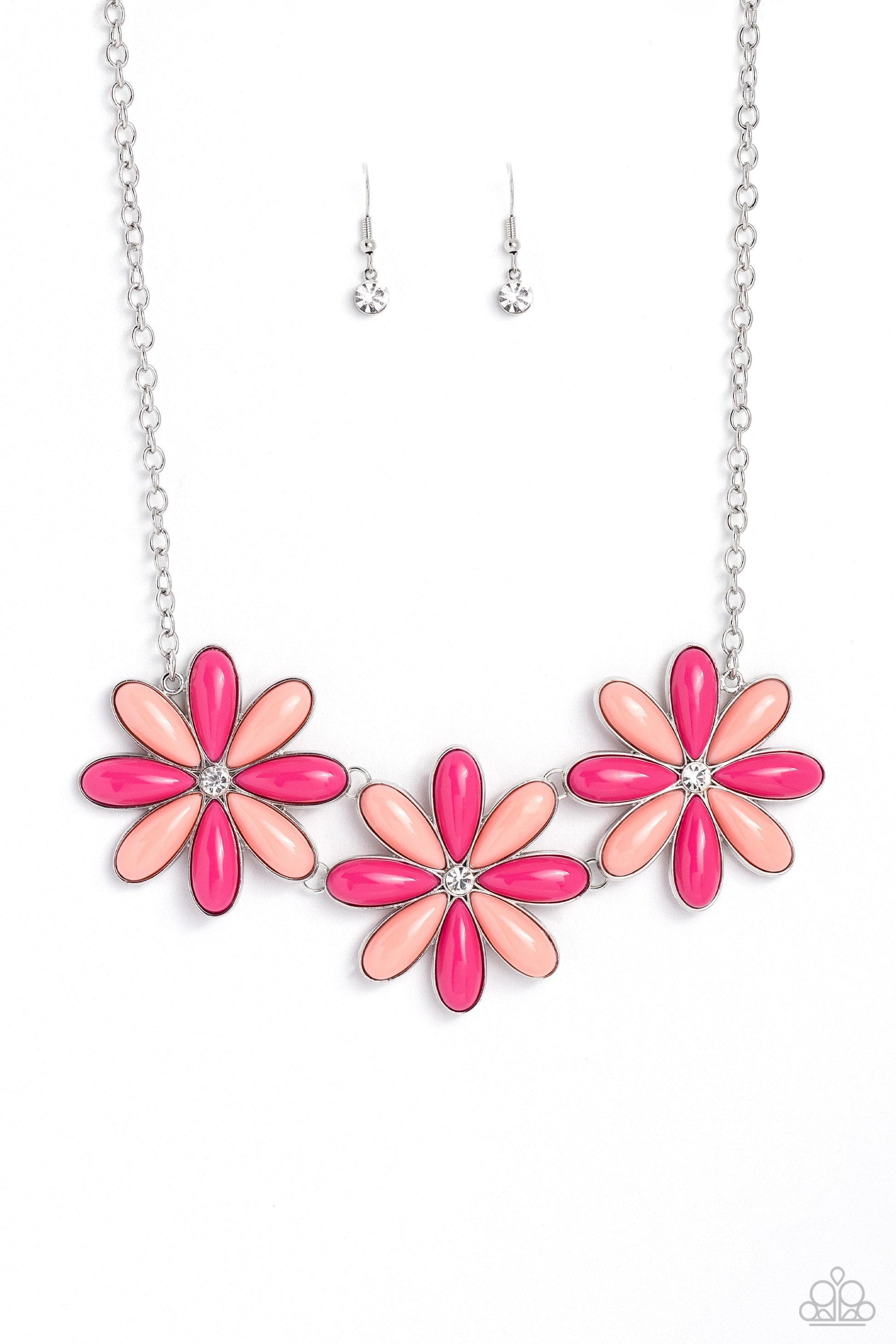 Bodacious Bouquet - Pink Flower Necklace - Paparazzi Accessories Bejeweled Accessories By Kristie