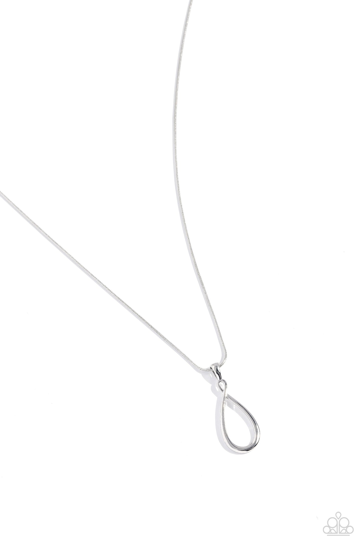 Close to You - Silver Necklace - Paparazzi Accessories - Falling down the neckline from a silver snake chain, a sleek, silver teardrop frame rests for a seemingly simple statement.