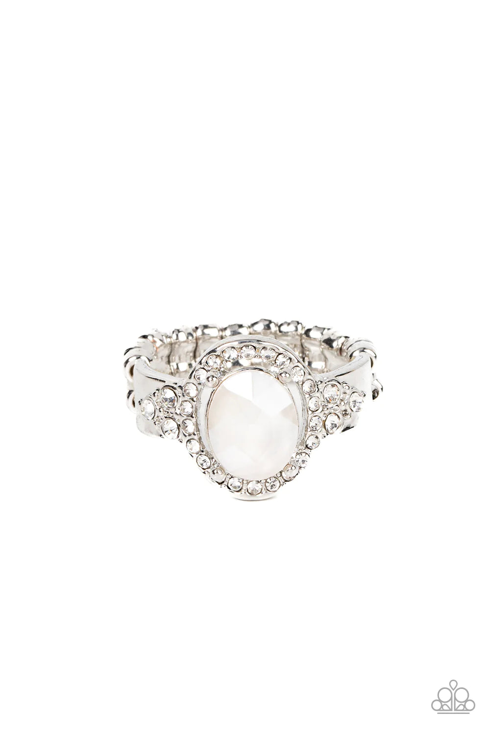 Dazzling I Do's - White and Silver Ring - Paparazzi Accessories Bejeweled Accessories By Kristie