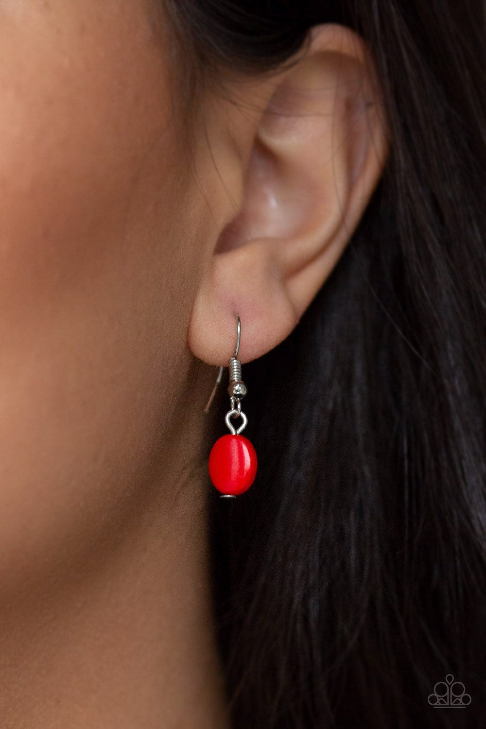 Demi-Diva Red and Silver Necklace - Paparazzi Accessories - Bold red and silver fashion necklace. Featuring regal teardrop, oval, round and marquise style cuts, glittery red gems coalesce into a glittery pendant below the collar, creating a knockout pendant.