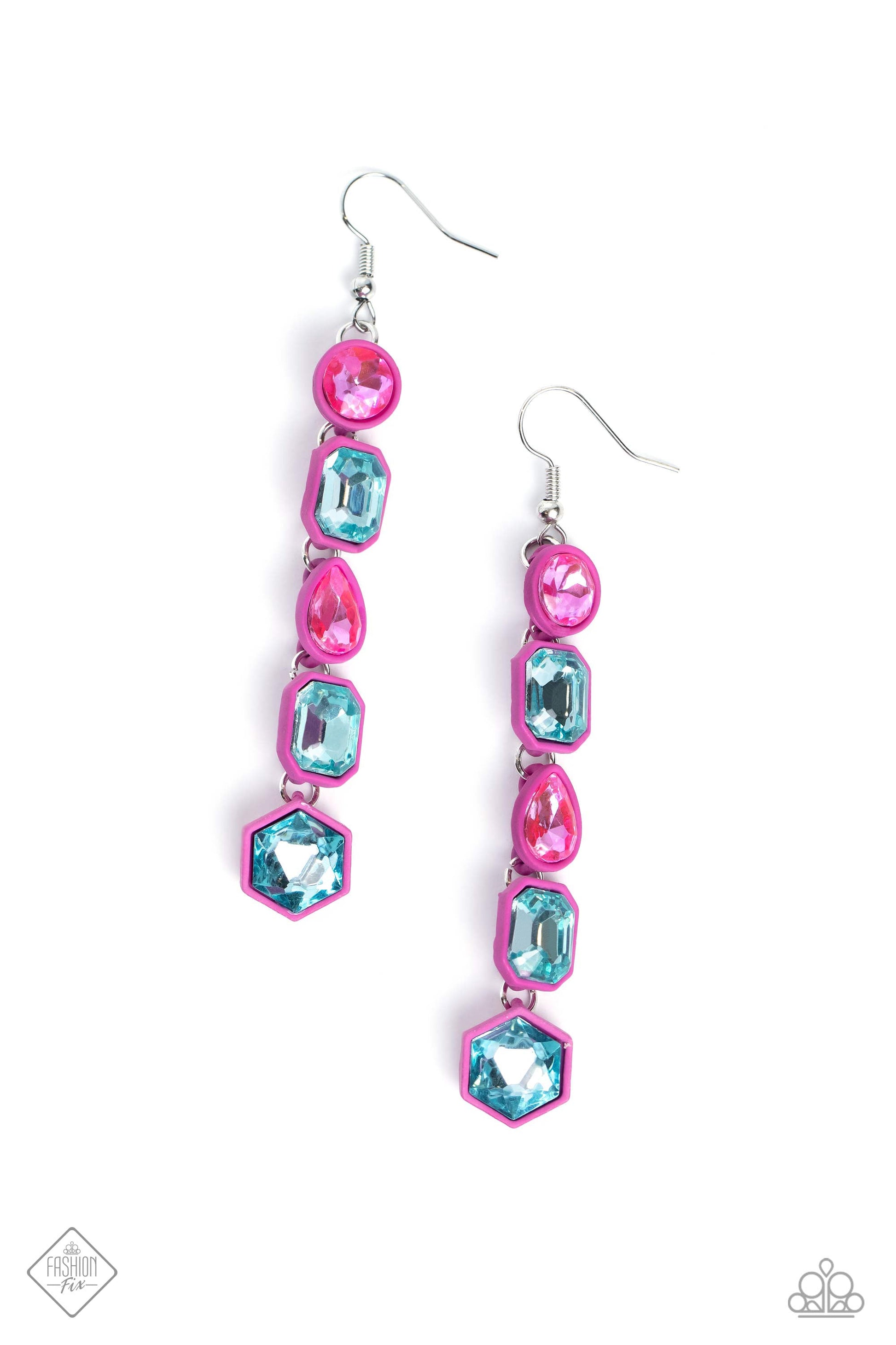 Developing Dignity - Pink and Blue Earrings - Paparazzi Accessories Bejeweled Accessories By Kristie