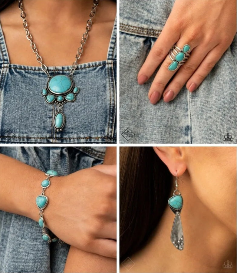 Fashion Fix Set - Simply Santa Fe - Blue Turquoise Jewelry Set Bejeweled Accessories By Kristie