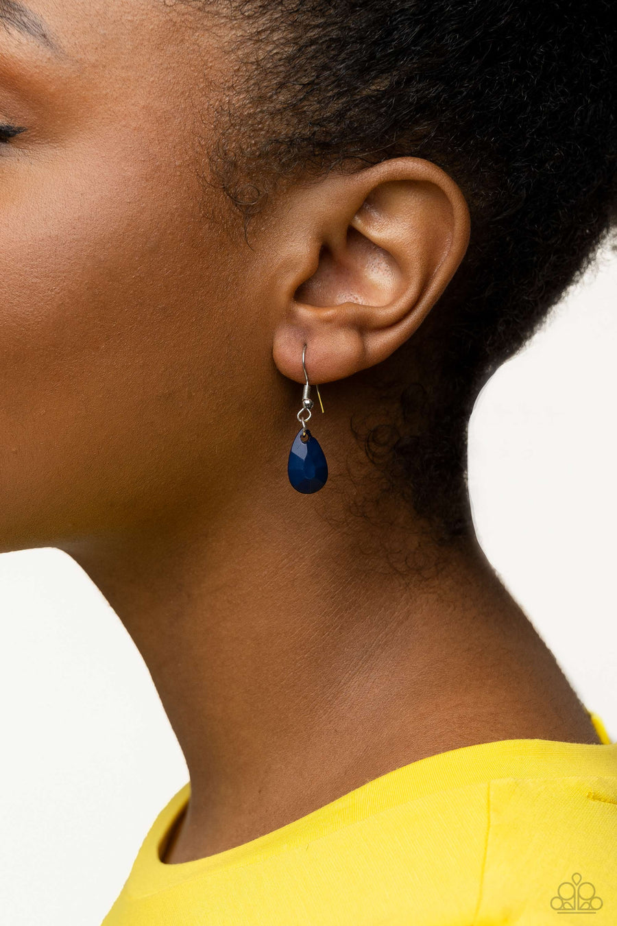 Flirty Flood - Blue and Silver Necklace - Paparazzi Accessories - A boisterous collection of blue teardrop and round beads, textured silver accents, and faceted blue crystal-like beads trickle from a double strand of silver chain, resulting in flirtatious layers down the neckline.