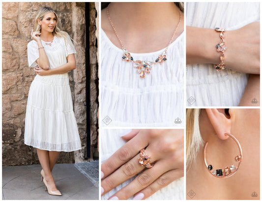 Glimpses of Malibu - 4 Piece Rose Gold Trend Blend Set - Paparazzi Accessories Bejeweled Accessories By Kristie