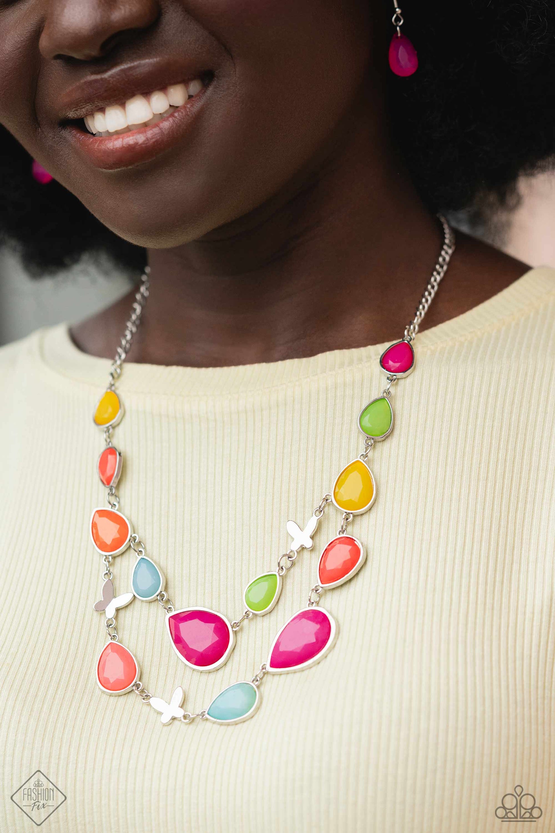 Glimpses of Malibu - Colorful Jewelry Set - Paparazzi Accessories - Includes one of each accessory featured in the Glimpses of Malibu Trend Blend in January's Fashion Fix: BRIGHT Club - Multi Necklace, BRIGHT This 'Sway' - Multi Post Earrings, In All the BRIGHT Places - Multi Bracelet, In Plain BRIGHT - Pink Ring.