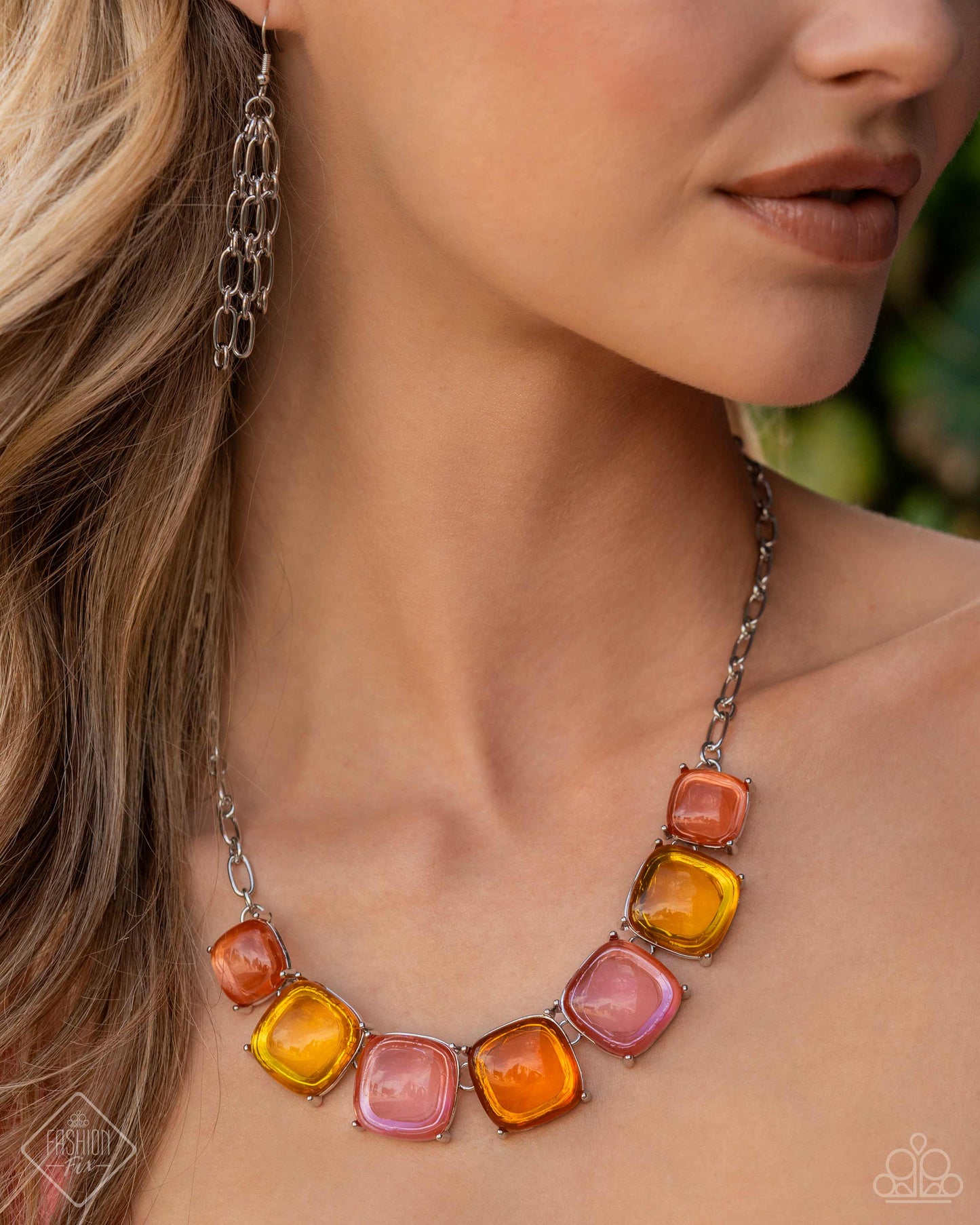 Glimpses of Malibu - Colorful Jewelry Set - Paparazzi Accessories - Includes one of each accessory featured in the Glimpses of Malibu Trend Blend in April's Fashion Fix: Reflective Range - Pink Necklace, Multi Post Earrings, Reflective Recognition - Multi Bracelet, and Reflective Ranking - Pink Ring.