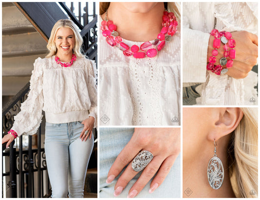 Glimpses of Malibu - Trend Blend Pink Jewelry Set - Paparazzi Accessories Bejeweled Accessories By Kristie