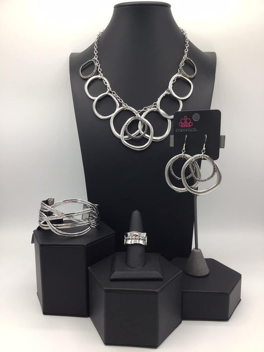 Magnificent Musings - 4 Piece Silver Trend Blend Set - Paparazzi Accessories Bejeweled Accessories By Kristie
