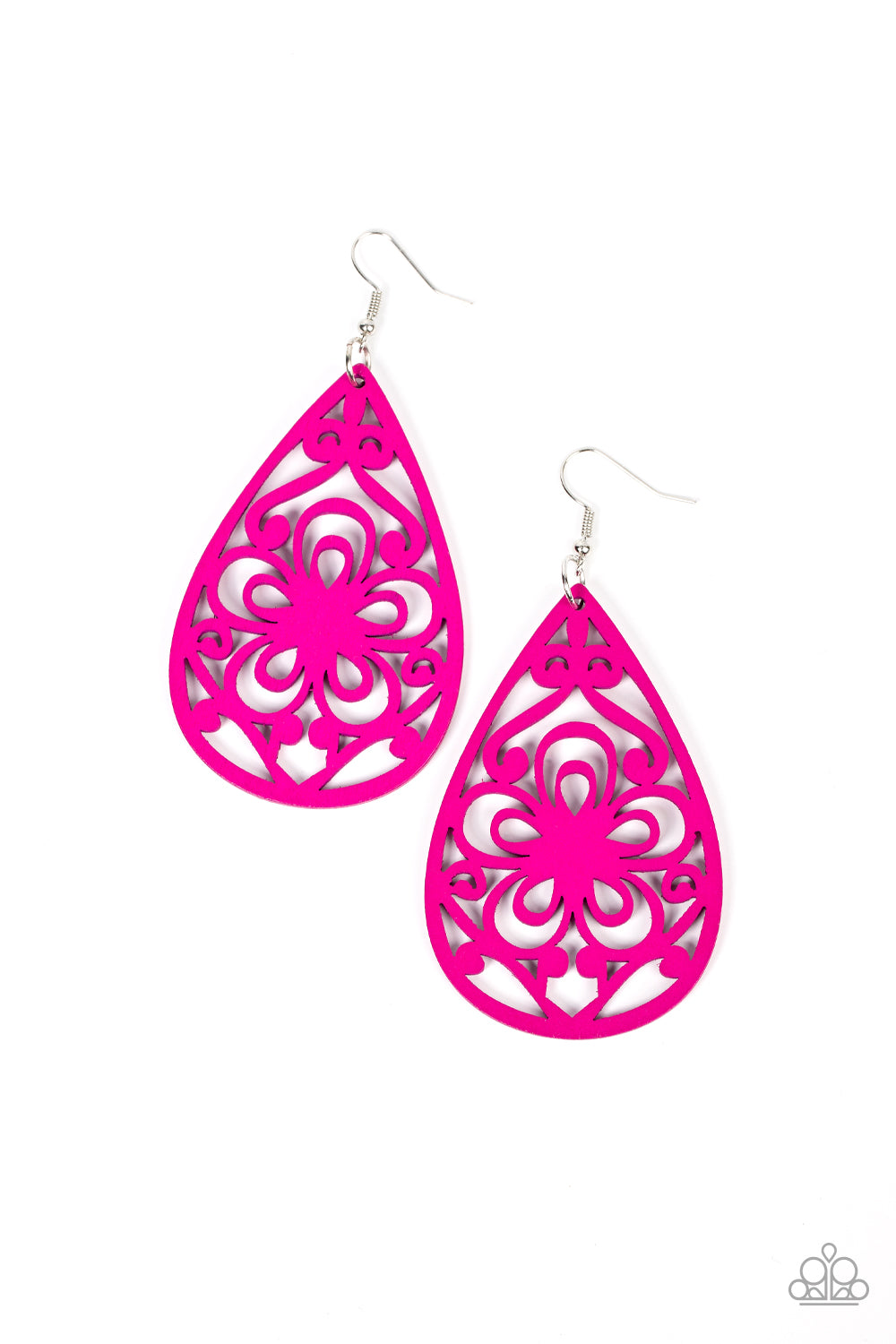 Marine Eden - Pink Wood Earrings - Paparazzi Accessories Bejeweled Accessories By Kristie