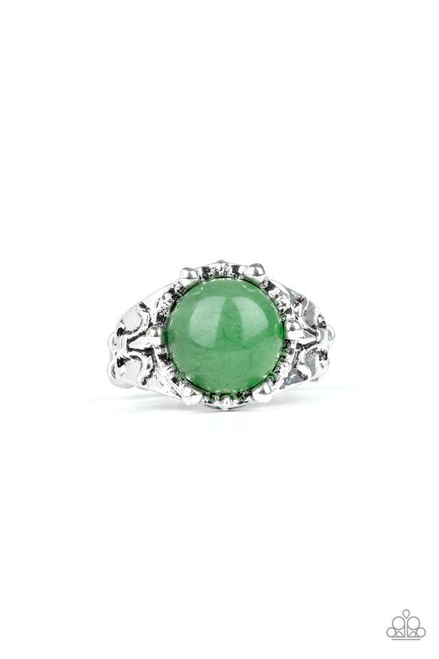 Mojave Treasure - Green and Silver Ring - Paparazzi Accessories Bejeweled Accessories By Kristie