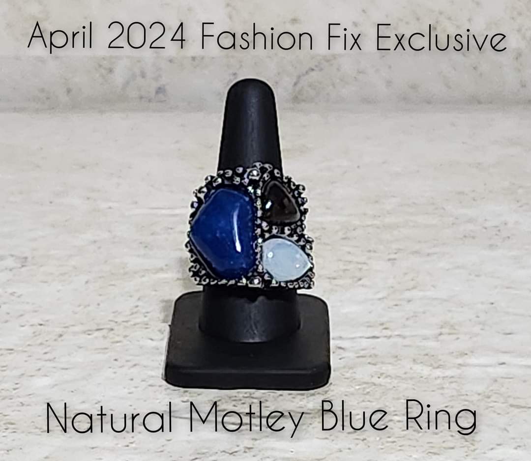 Natural Motley - Blue Ring - Paparazzi Accessories Bejeweled Accessories By Kristie