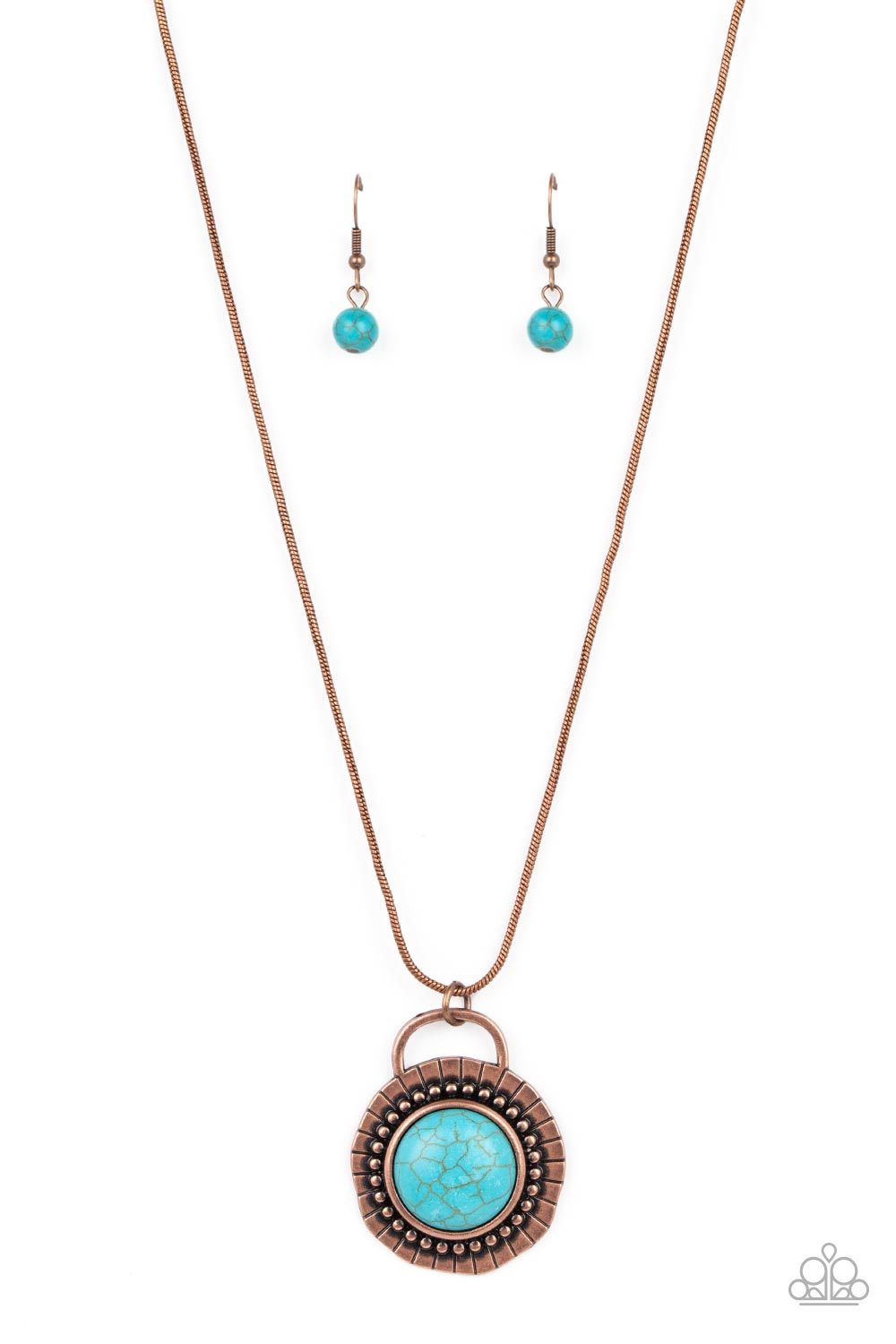 New Age Nomad - Copper and Turquoise Necklace - Paparazzi Accessories Bejeweled Accessories By Kristie