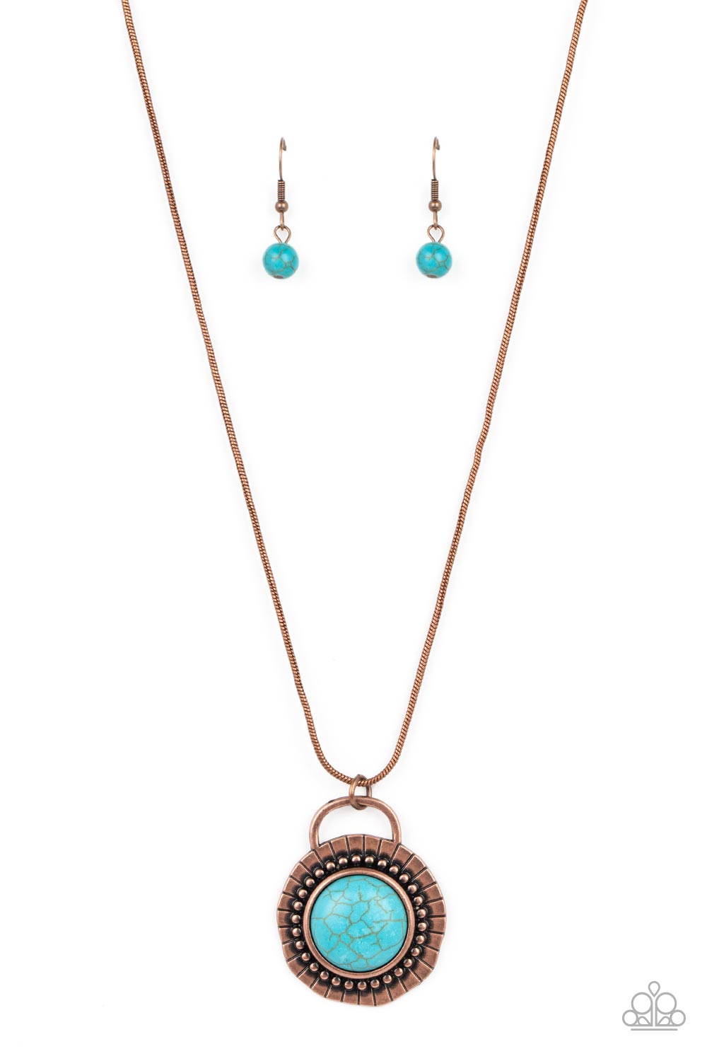 New Age Nomad - Copper and Turquoise Necklace - Paparazzi Accessories Bejeweled Accessories By Kristie