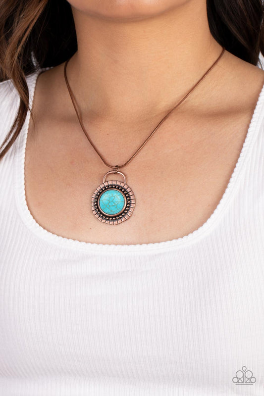 New Age Nomad - Copper and Turquoise Necklace - Paparazzi Accessories Bejeweled Accessories By Kristie