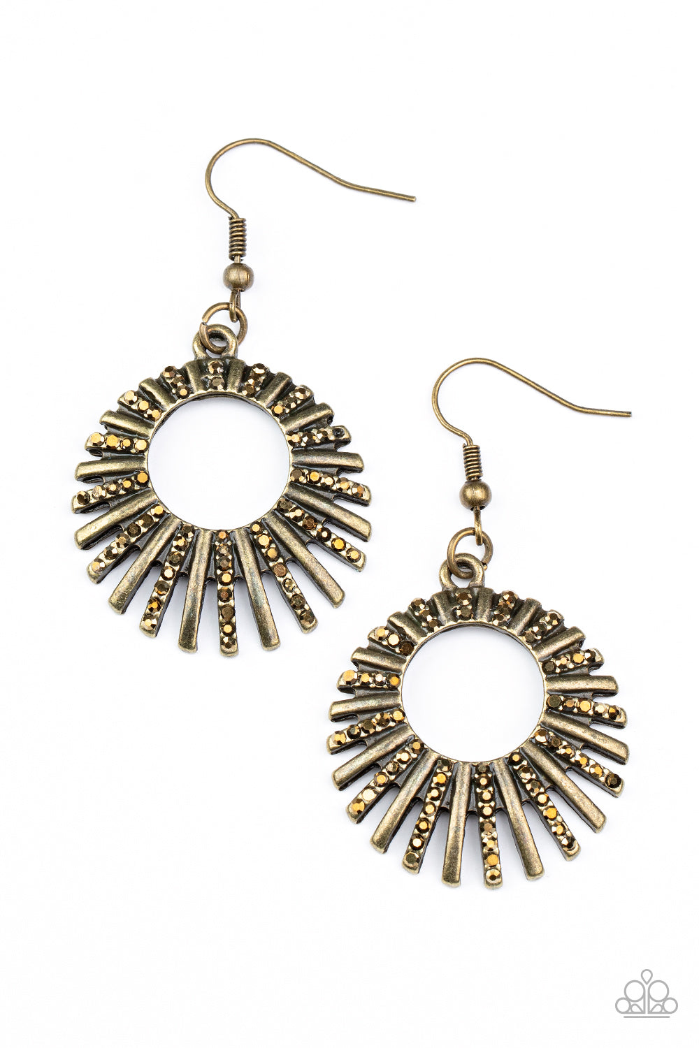 Rebel Resplendence - Brass Earrings - Paparazzi Accessories Bejeweled Accessories By Kristie