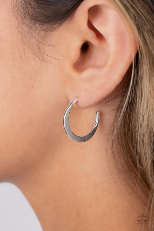 Royal Runway - Silver Hoop Earrings - Paparazzi Accessories Bejeweled Accessories By Kristie