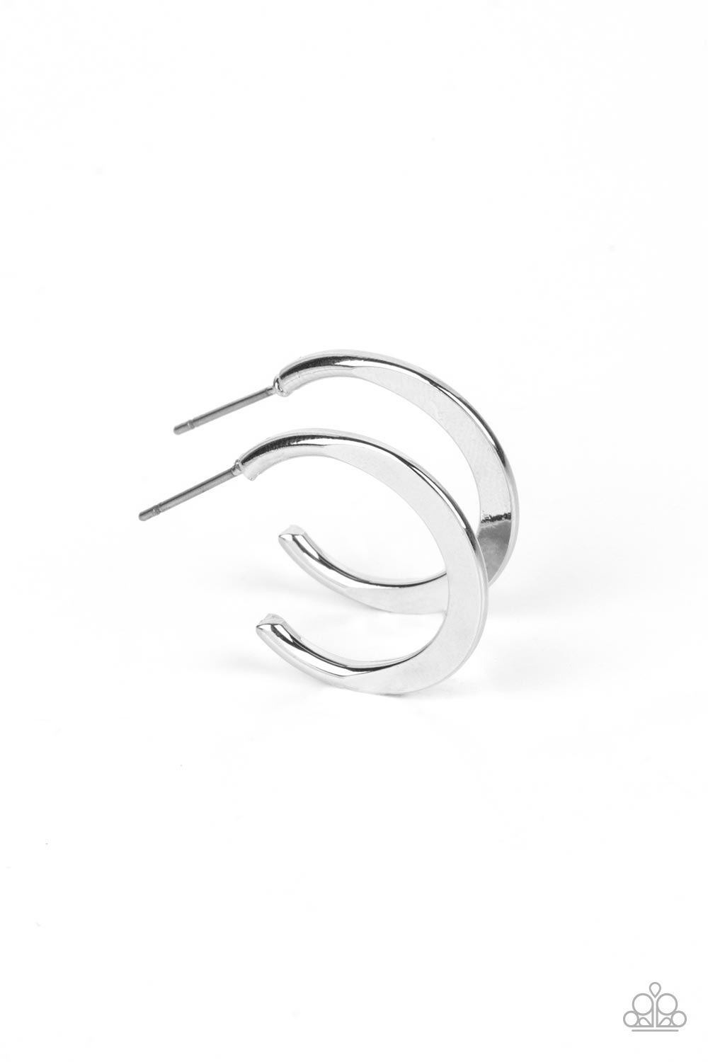 Royal Runway - Silver Hoop Earrings - Paparazzi Accessories Bejeweled Accessories By Kristie