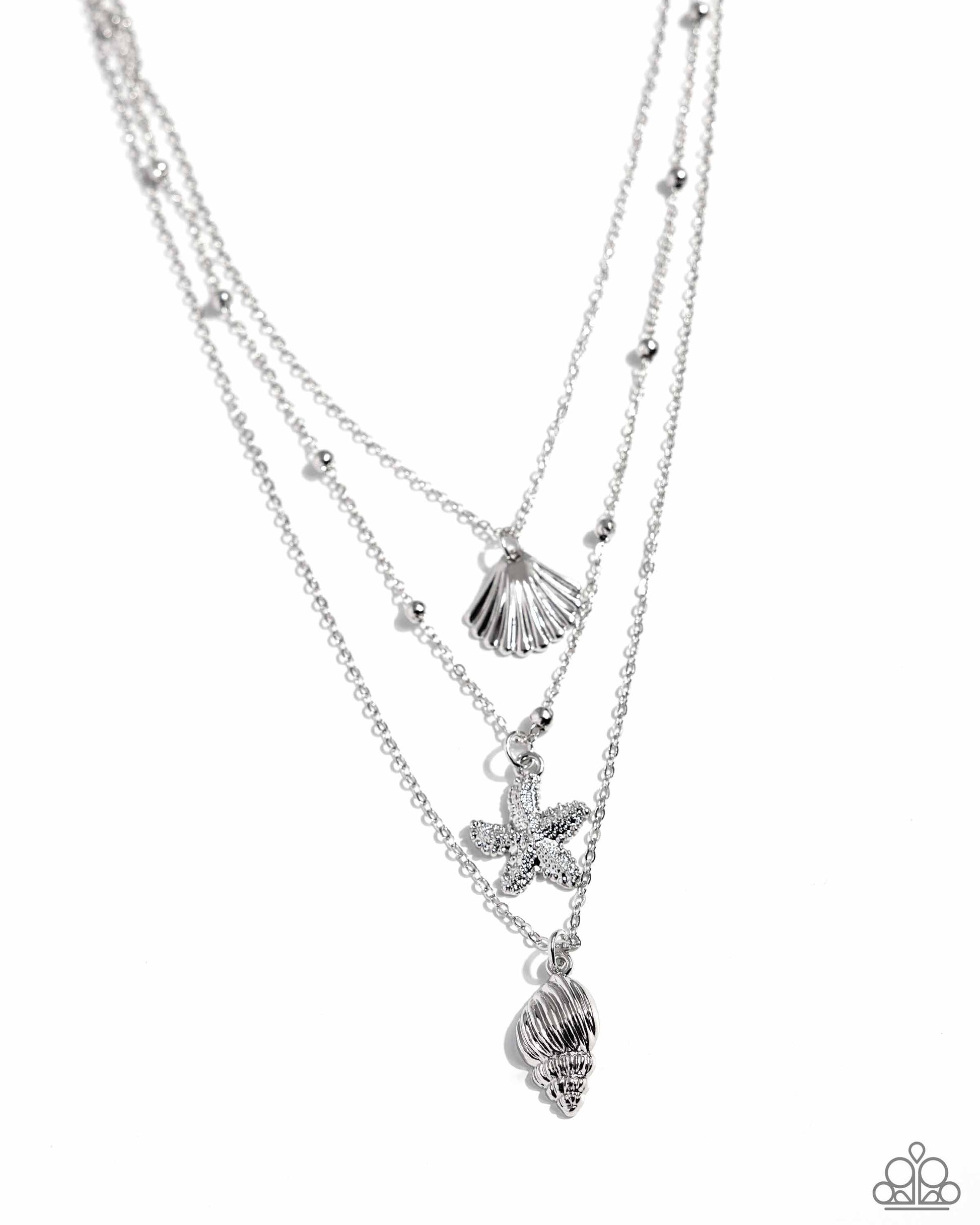 Seashell Sonata - Silver Necklace - Paparazzi Accessories Bejeweled Accessories By Kristie