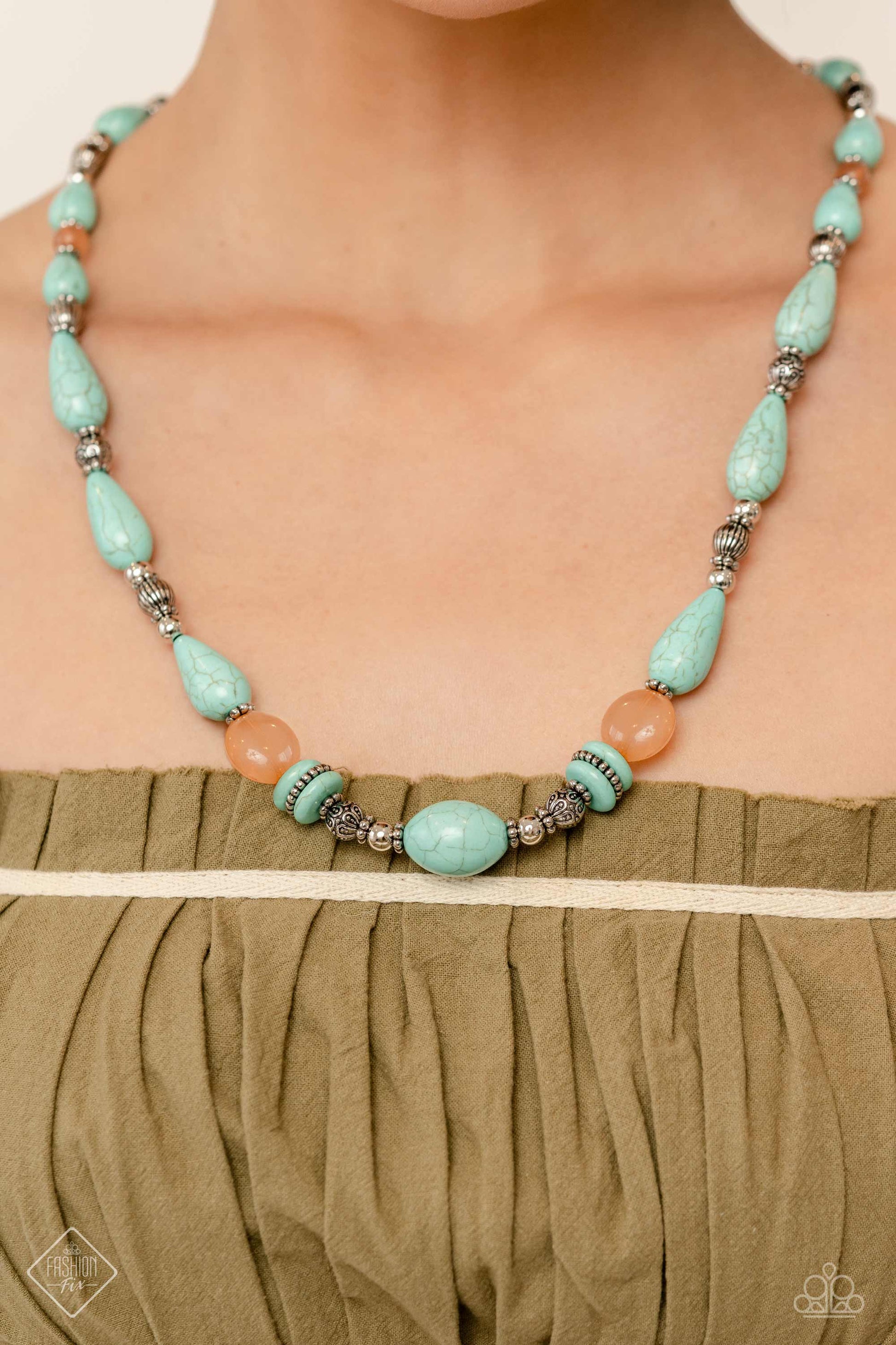 Paparazzi Accessories - Light Turquoise Blue and Silver - Simply Santa Fe - Trend Blend May 2023 Jewelry Set includes one of each accessory: Nile River Redux - Blue Necklace, Desert Fever - Blue Earrings, Changing Cleopatra - Blue​ Bracelet, and Gorgeous Gypsy - Silver Bracelet.
