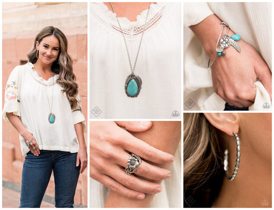 Simply Santa Fe - Turquoise and Silver Set - Paparazzi Accessories Bejeweled Accessories By Kristie